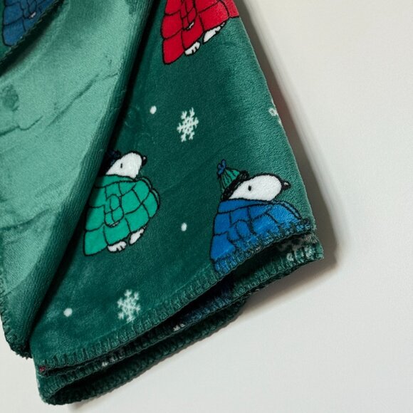 Peanuts Winter Reversible decorative Throw | Puffer Jacket Snoopy green blanket - Picture 1 of 6
